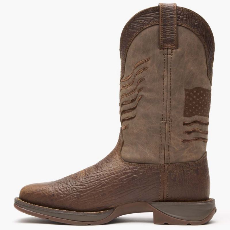 Men's Rebel by Brown Distressed Flag Embroidery Western Boot