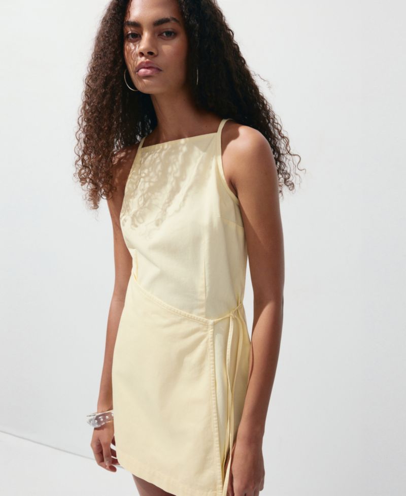 Women's Straps and Bow Detail Mini Cotton Dress