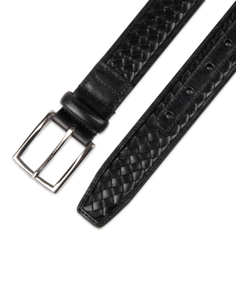 35MM Men's Woven Inlay Leather Dress Belt