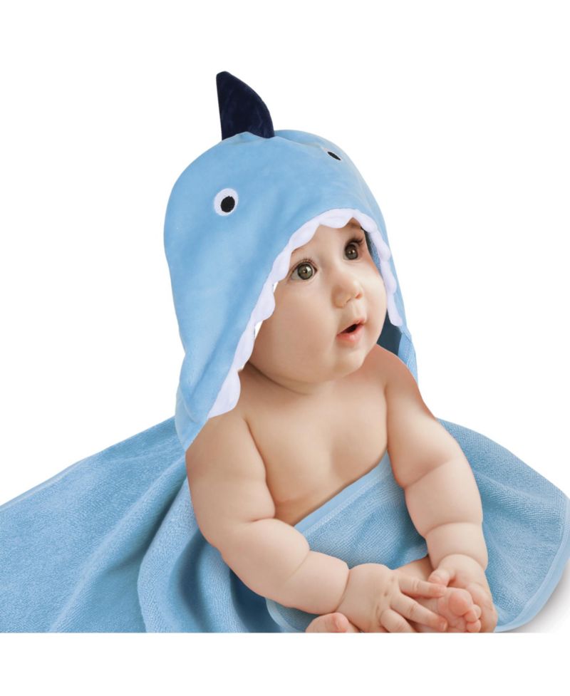 Baby Lambs and Ivy Baby/Infant Luxury Cotton Terry Shark Hooded Bath Towel