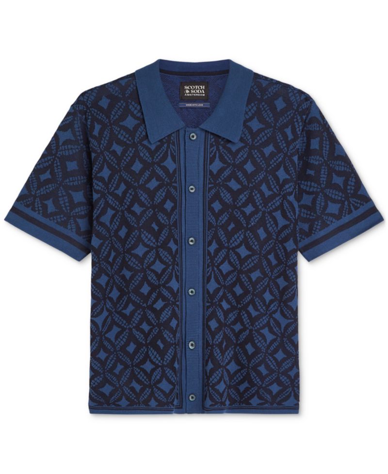 Men's Jacquard Knitted Short-Sleeve Shirt