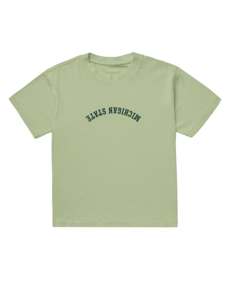 Men's Green Michigan State Spartans Upside Down Embroidered Vintage Heavyweight T-Shirt