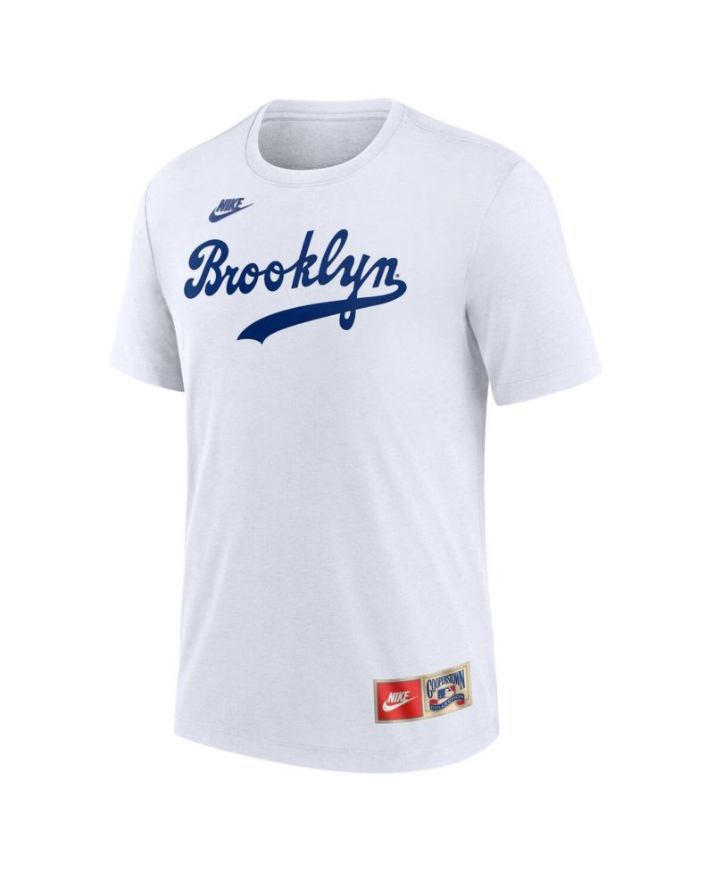 Men's Jackie Robinson White Brooklyn Dodgers Cooperstown Collection Tri-Blend Name & Number T-Shirt