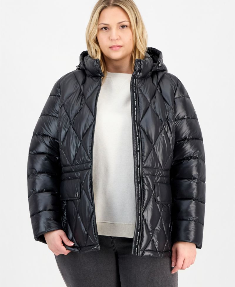 Michael Kors Plus Size Hooded Packable Puffer Coat