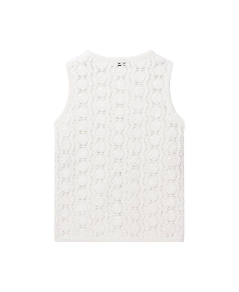 Women's Crochet-Sequin V-Neck Vest