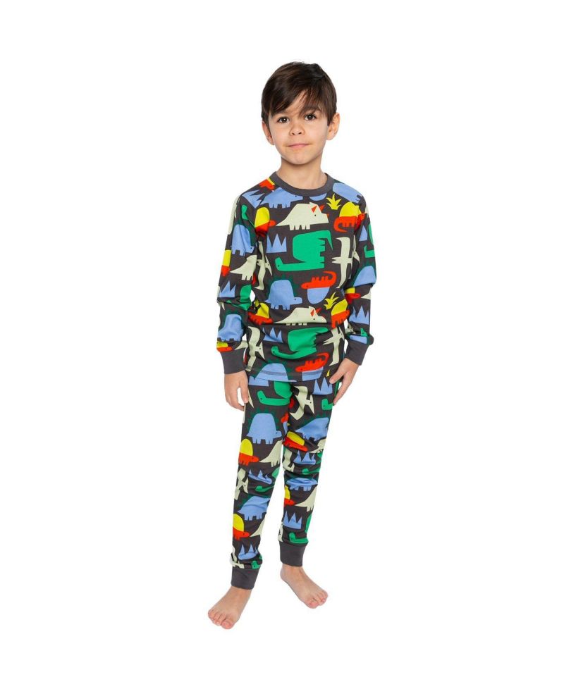 Kids&baby(6-12)Little and Big Boy Cotton Two Piece Pajama Set Dinosaur Print