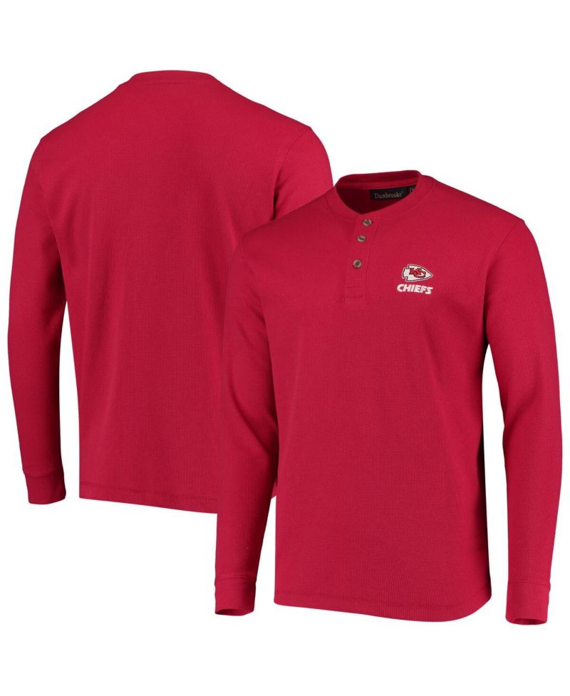 Men's Red Kansas City Chiefs Logo Maverick Thermal Henley Long Sleeve T-shirt