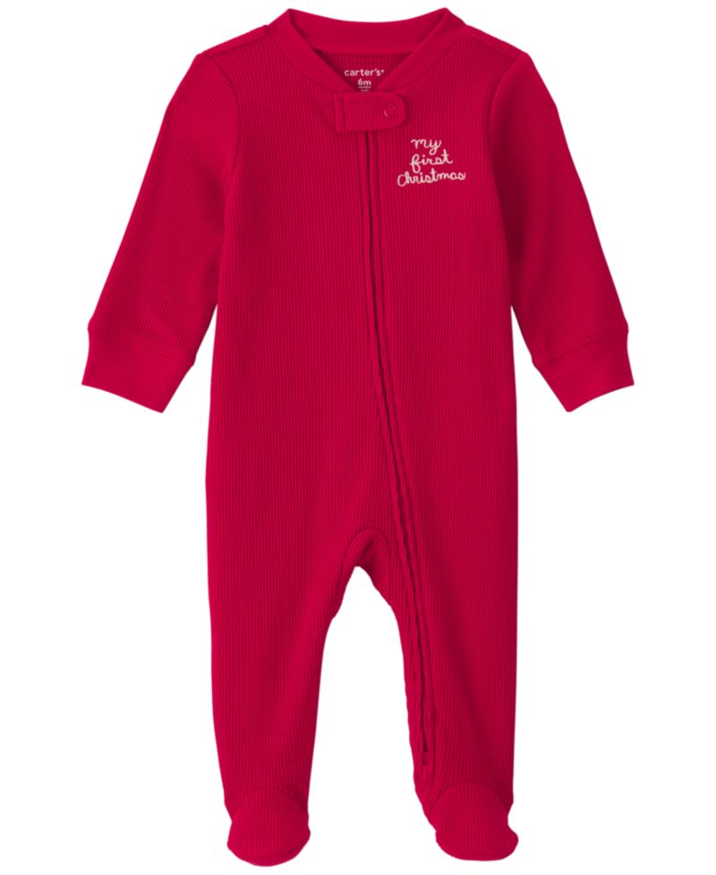 Baby Boys' and Girls' My First Christmas Cotton Thermal Sleep & Play
