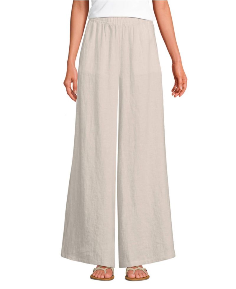 Women's Linen High Rise Palazzo Pants - Set Bottom