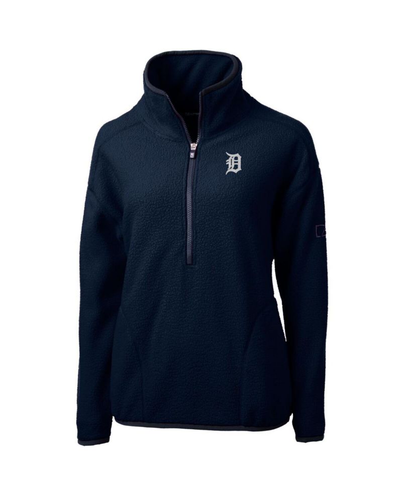 Women's Navy Detroit Tigers Cascade Eco Sherpa Fleece Quarter-Zip Pullover Jacket