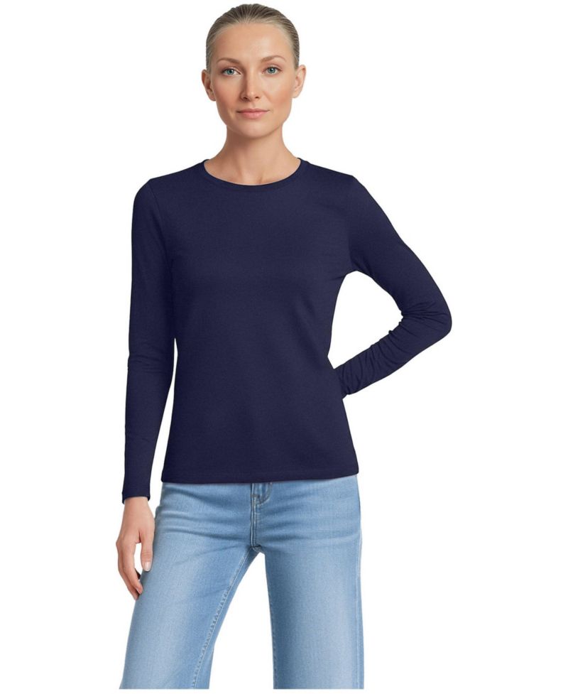 Women's Relaxed Supima Cotton Long Sleeve Crew Neck T-Shirt
