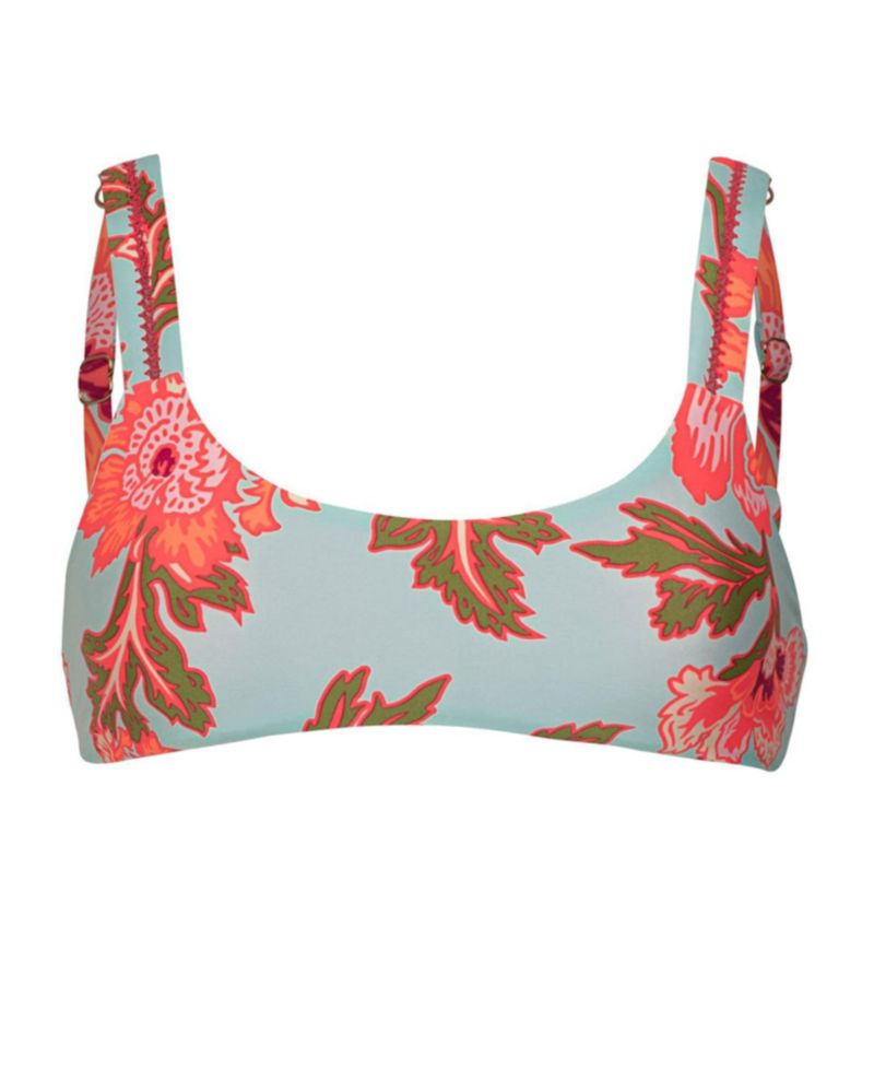 Women's Floral Scoop Neck Adjustable-Strap Nalai Bikini Top