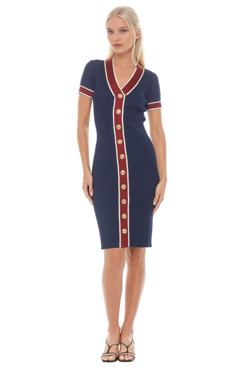 Women's Otto V Neck Ribbed Knit Dress