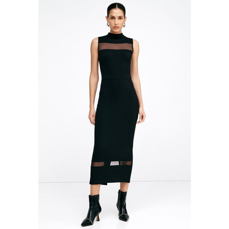 Women's Cleo Mock-Neck Mesh-Detail Sleeveless Midi Dress