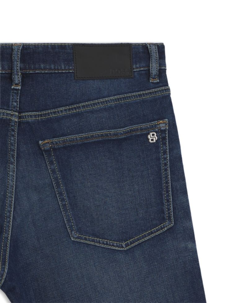 Men's Stretch Cotton Contrast Stitching Tapered-Fit Jeans