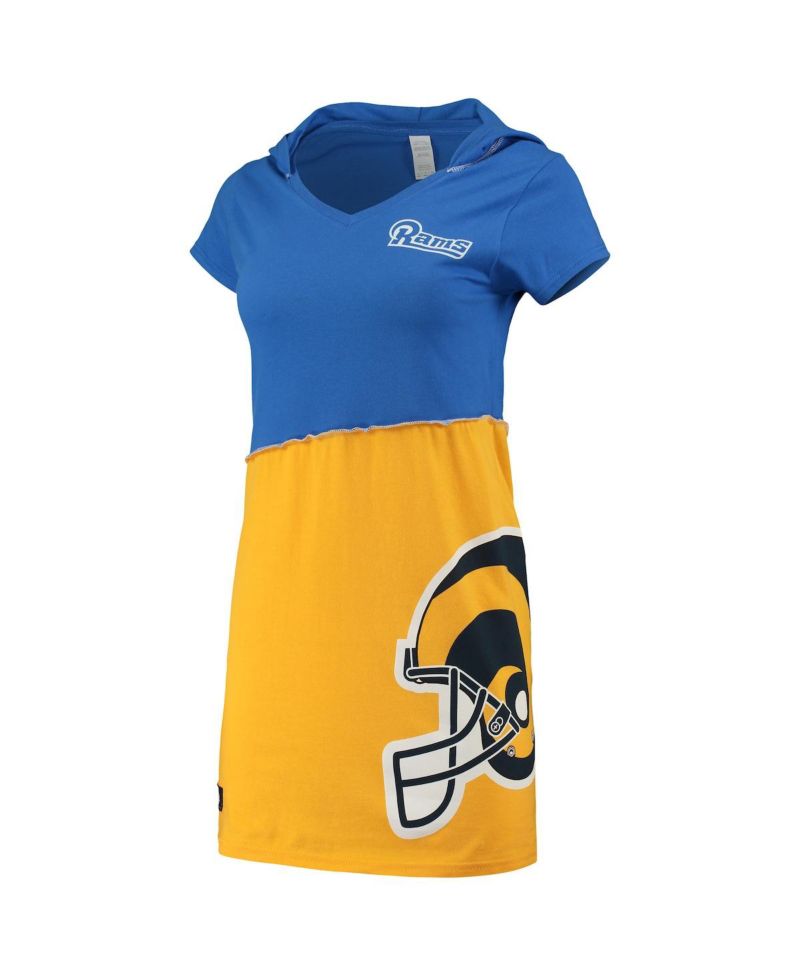 Women's Royal and Gold Los Angeles Rams Hooded Mini Dress