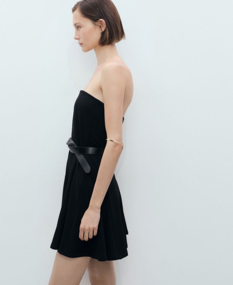 Women's Short Pleated Strapless Dress