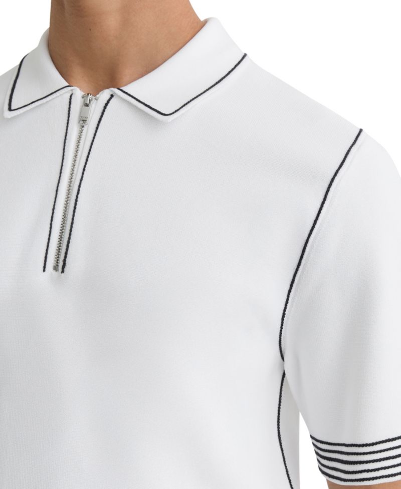 Men's Mason Stitch-Detail Half-Zip Polo Shirt