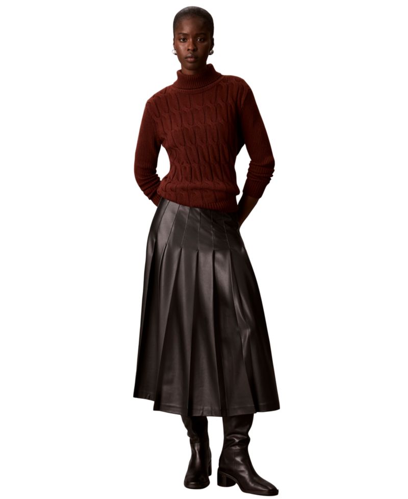 Women's Lux Cable Knit Wool-Blend Turtleneck Sweater