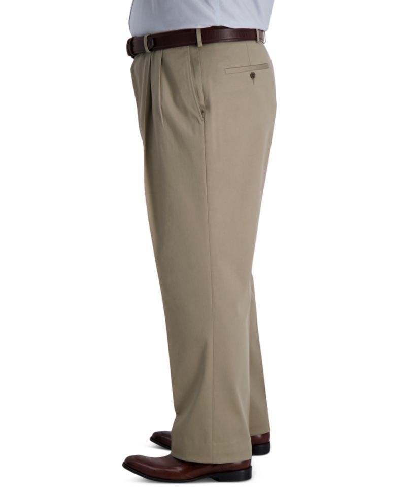 Men's Big & Tall Iron Free Premium Khaki Classic-Fit Pleated Pant
