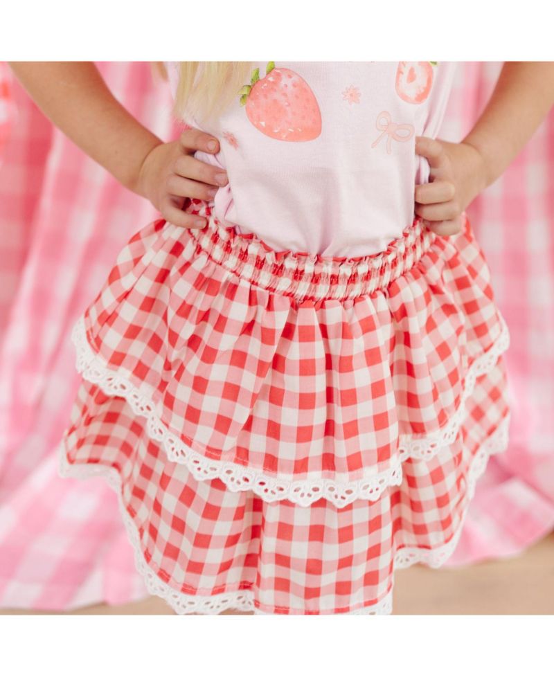 Little Girls Red Gingham Skort