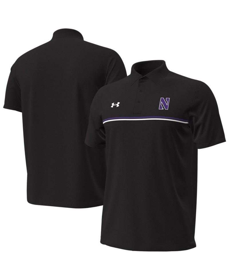 Men's Black Northwestern Wildcats Performance Drive Chest Stripe Polo Shirt