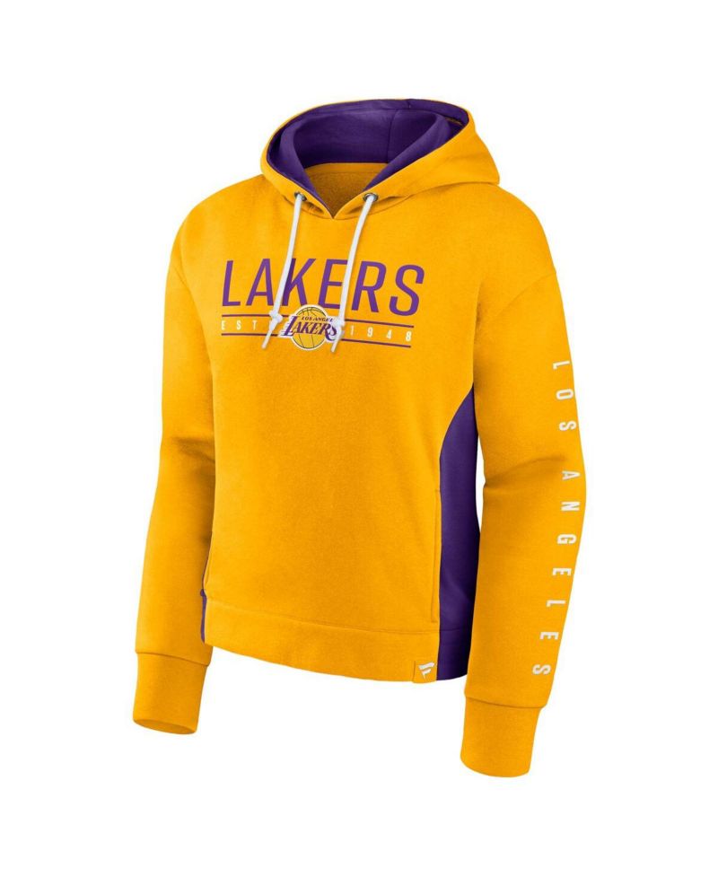 Women's Gold Los Angeles Lakers Iconic Halftime Colorblock Pullover Hoodie