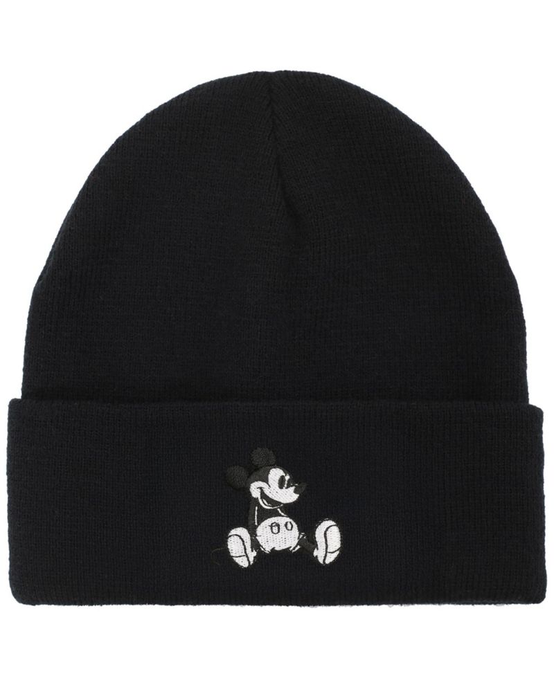 Men's Mickey Mouse Embroidery Acrylic Knit Standard Cuff Beanie