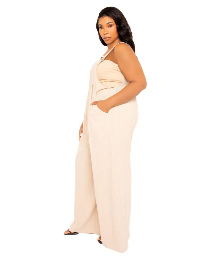 women's Plus Size Wide Leg Linen Jumpsuit