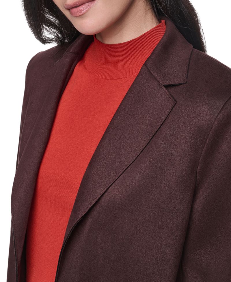 Women's Scuba Suede Topper Open-Front Faux Suede Jacket