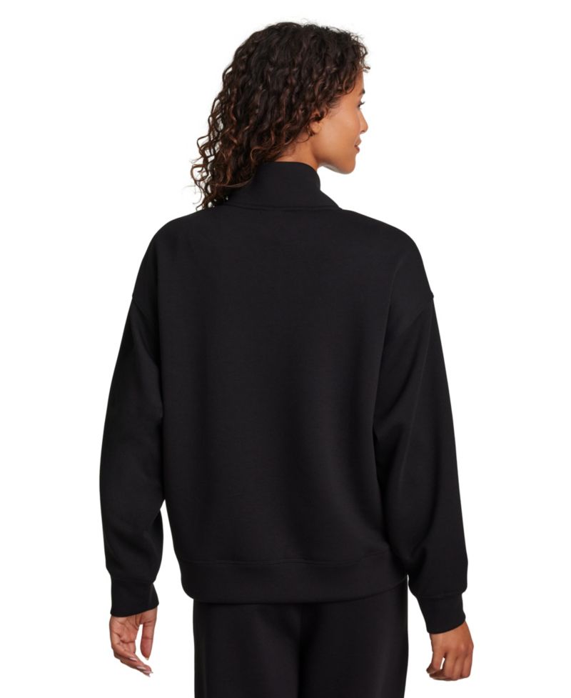 Women's Double Knit Cropped Half Zip Long-Sleeve Sweatshirt
