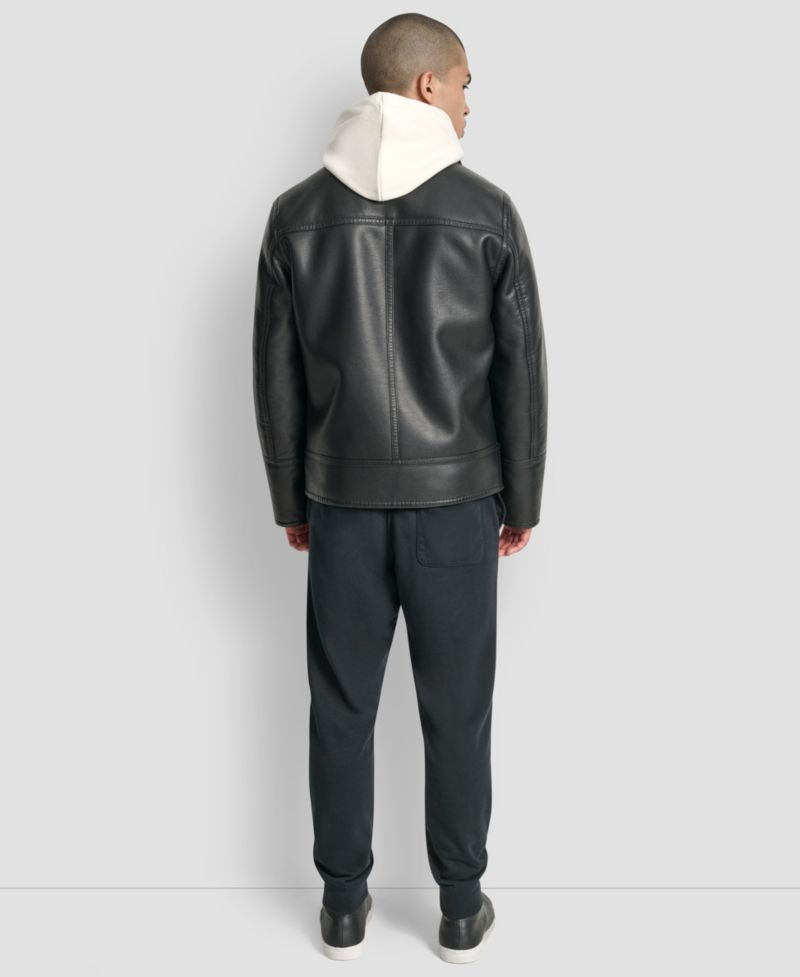 Men's Faux Leather Pebble Shearling Jacket
