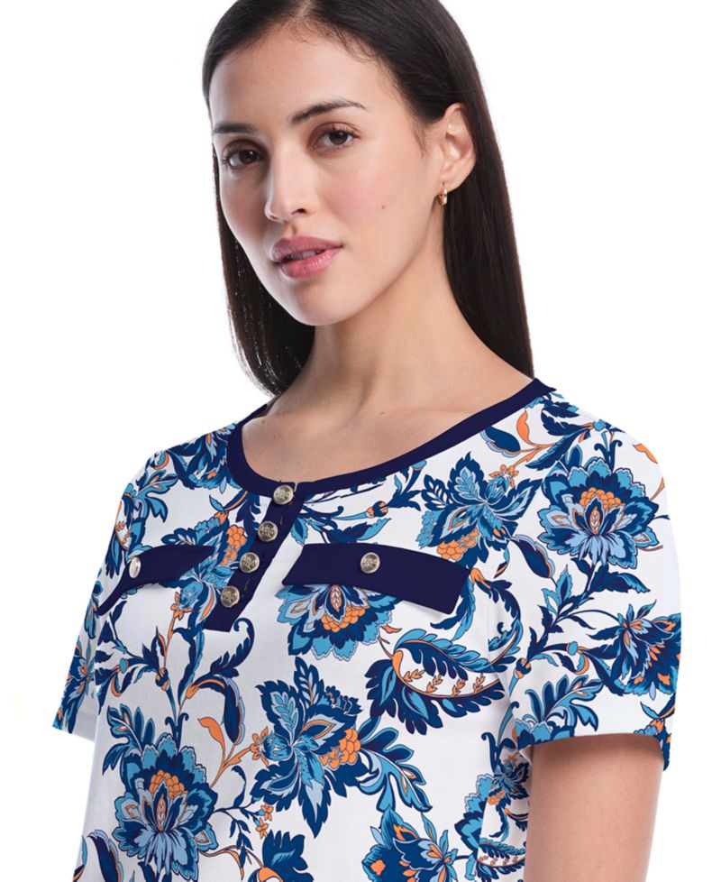 Petite Botanical Short-Sleeve Top