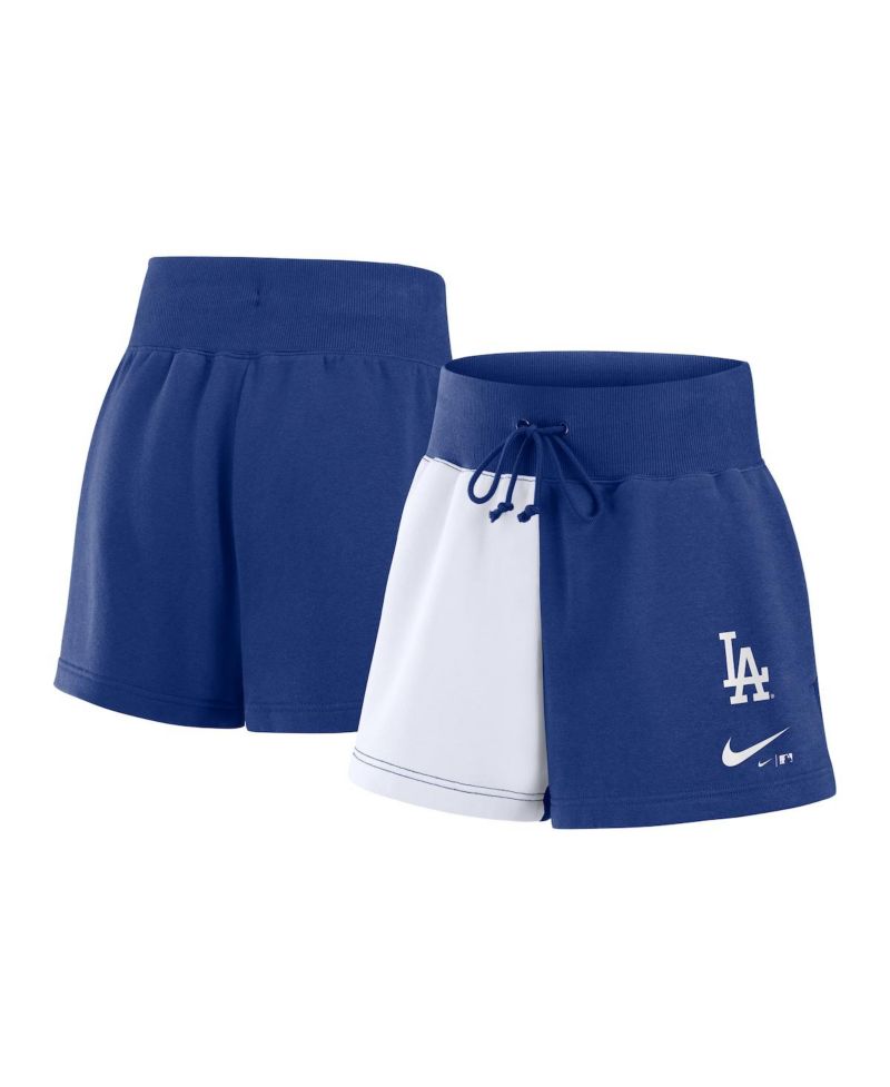 Women's Royal/White Los Angeles Dodgers Color-Block Phoenix Fleece Lounge Shorts