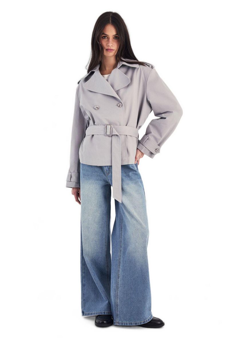 Women's Double Breasted Short Trench Coat