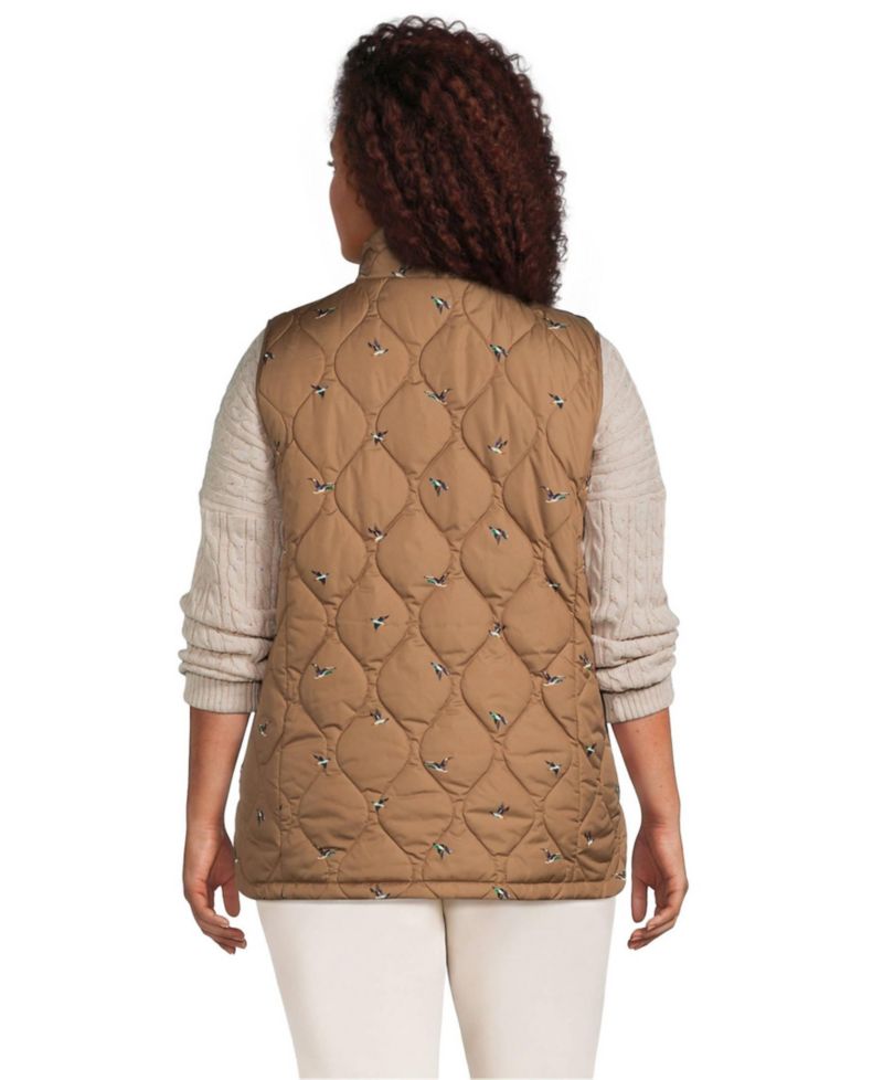 Plus Size Print FeatherFree Quilted Insulated Vest