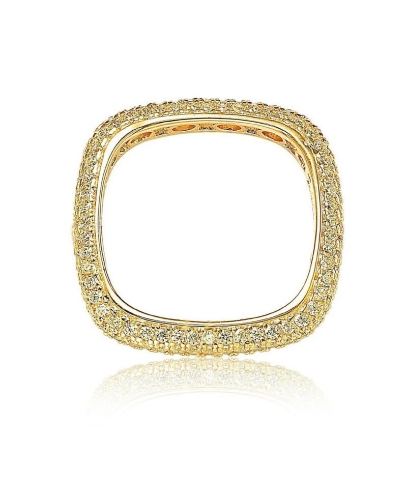 Suzy Levian Sterling Silver Cubic Zirconia Thin Modern Pave Square Eternity Band