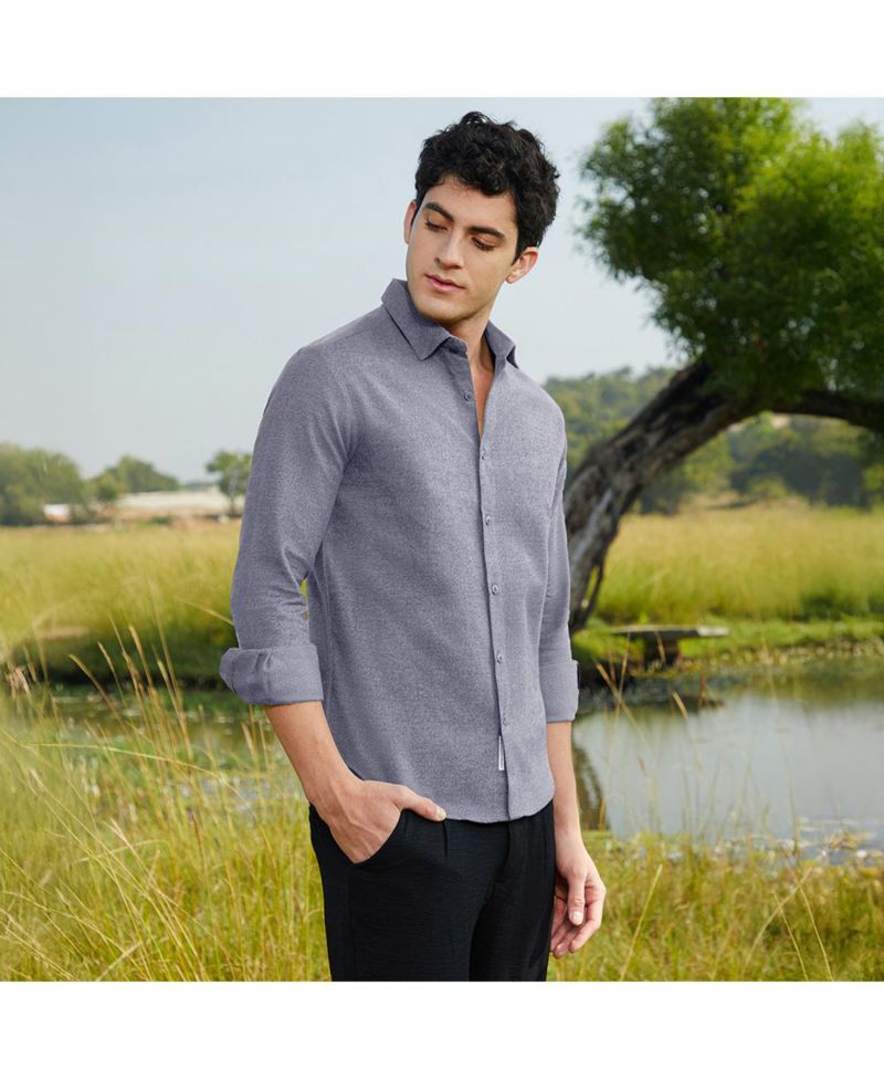 Men's Aegean Blue Grainy Shirt