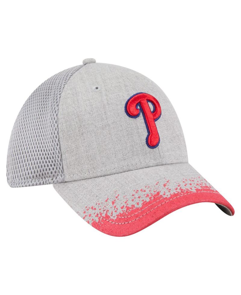 Men's Gray Philadelphia Phillies Visor Paint Splatter 39THIRTY Flex Hat
