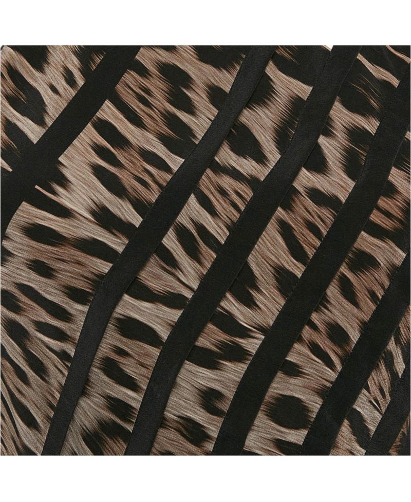 Women's Brown Leopard Print Silk Sleeveless Top