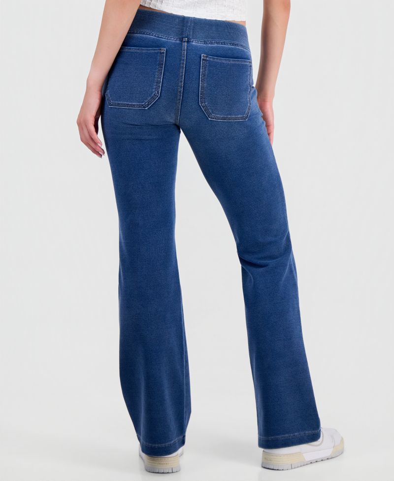 Juniors' Fleece-Knit Drawstring-Waist Bootcut Jeans