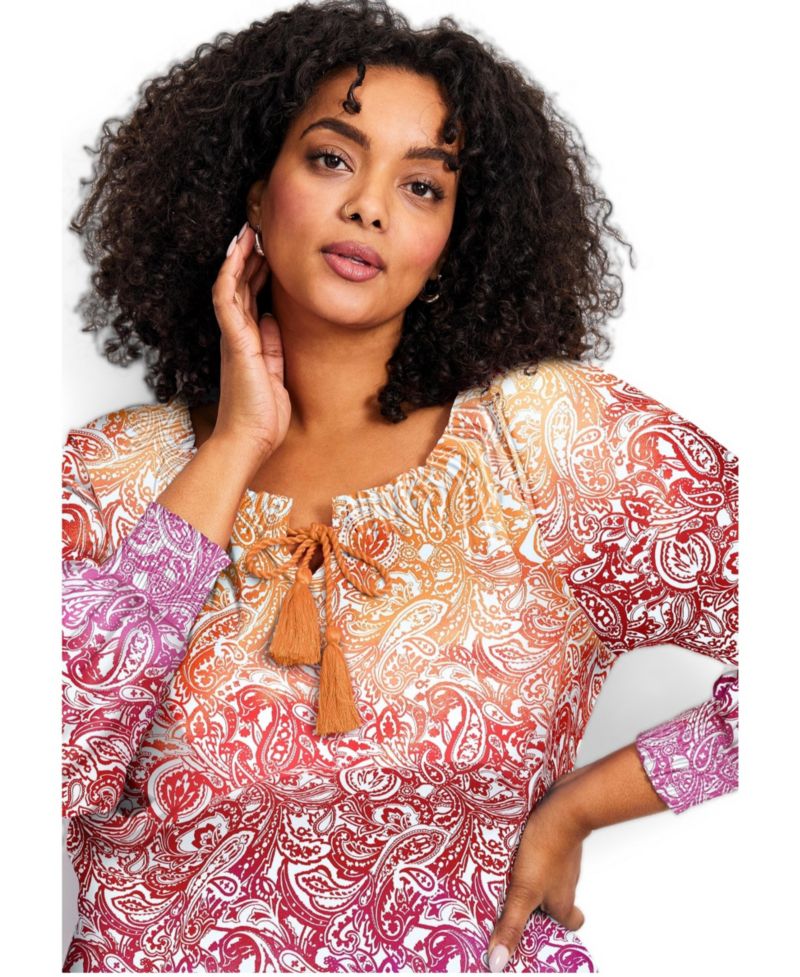 Plus Size Ombre Print Women's Top