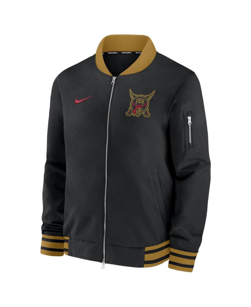 Men's Black Pittsburgh Pirates 2026 City Connect Authentic Collection Relaxed Full-Zip Bomber Jacket