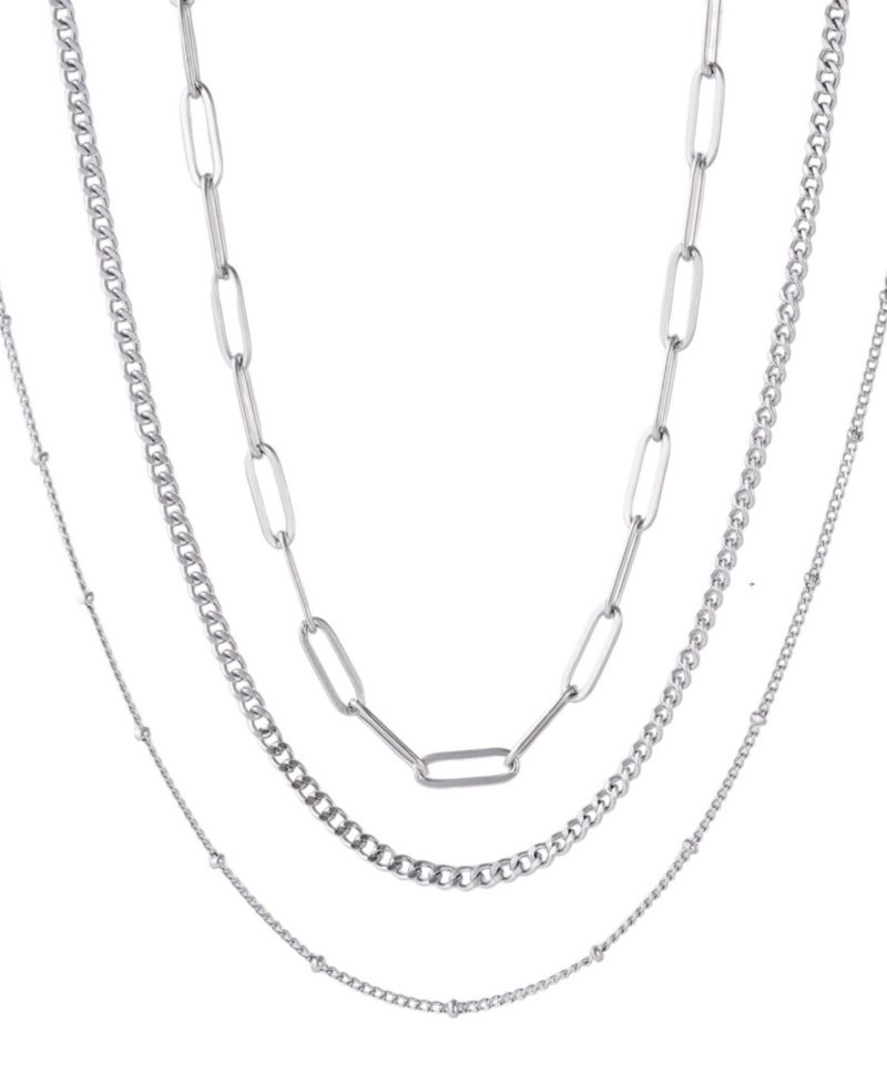 Tarnish Resistant Silver Chain Necklace Set
