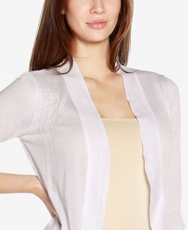 Plus Size 3/4 Sleeve Open Cardigan Sweater
