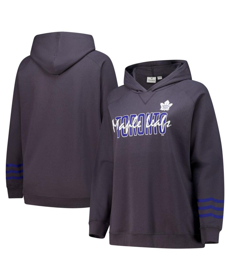 Women's Charcoal Toronto Maple Leaves Plus Size Lightweight Fleece Raglan Pullover Hoodie