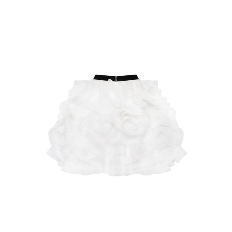 Women's Danceable mini skirt with ruched flower appliques