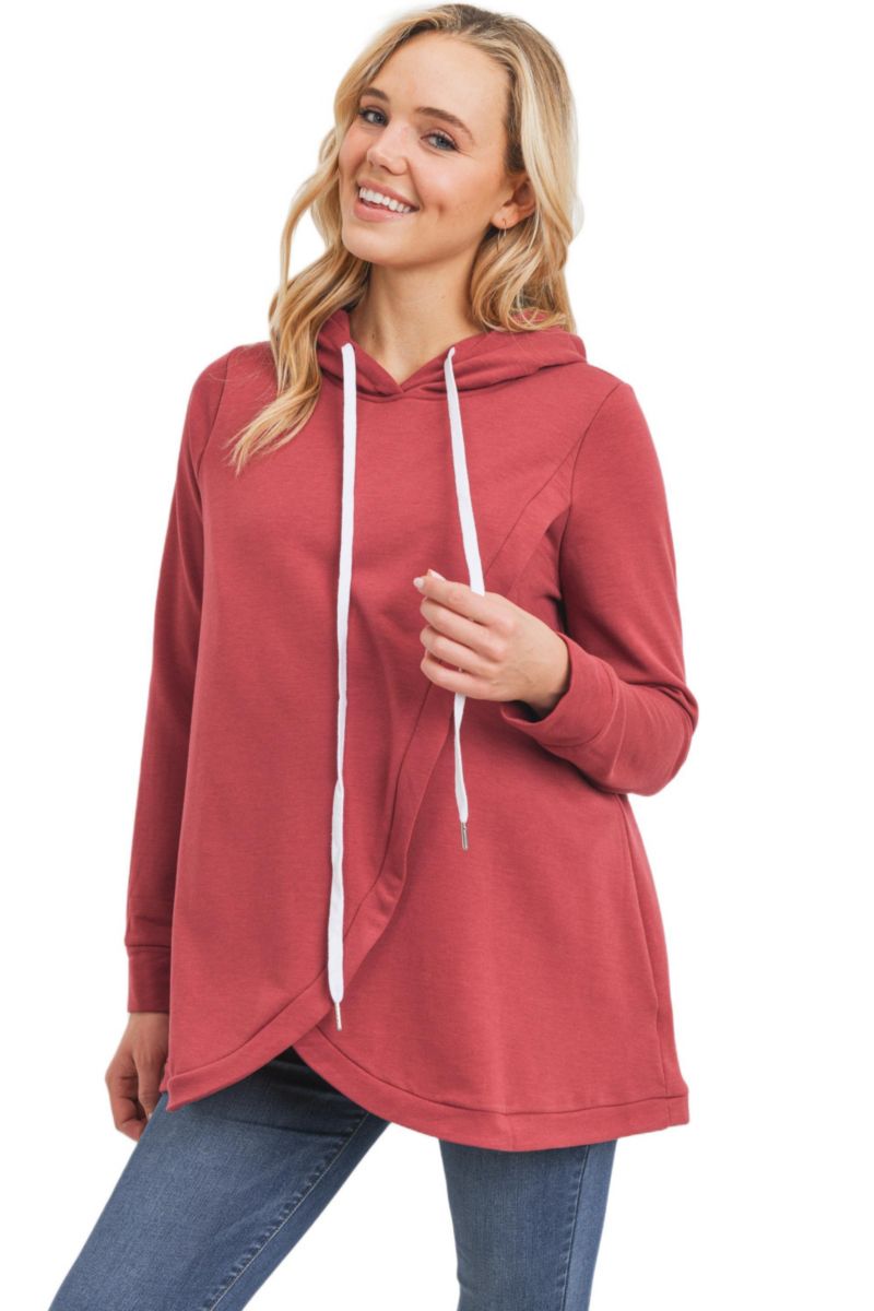 Maternity Crossover Drawstring Nursing Hoodie