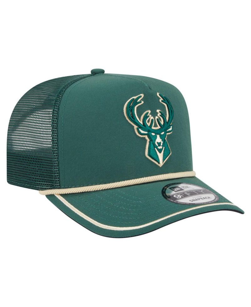 Men's Hunter Green Milwaukee Bucks Vintage Team Rope A-Frame 9FIFTY Snapback Hat