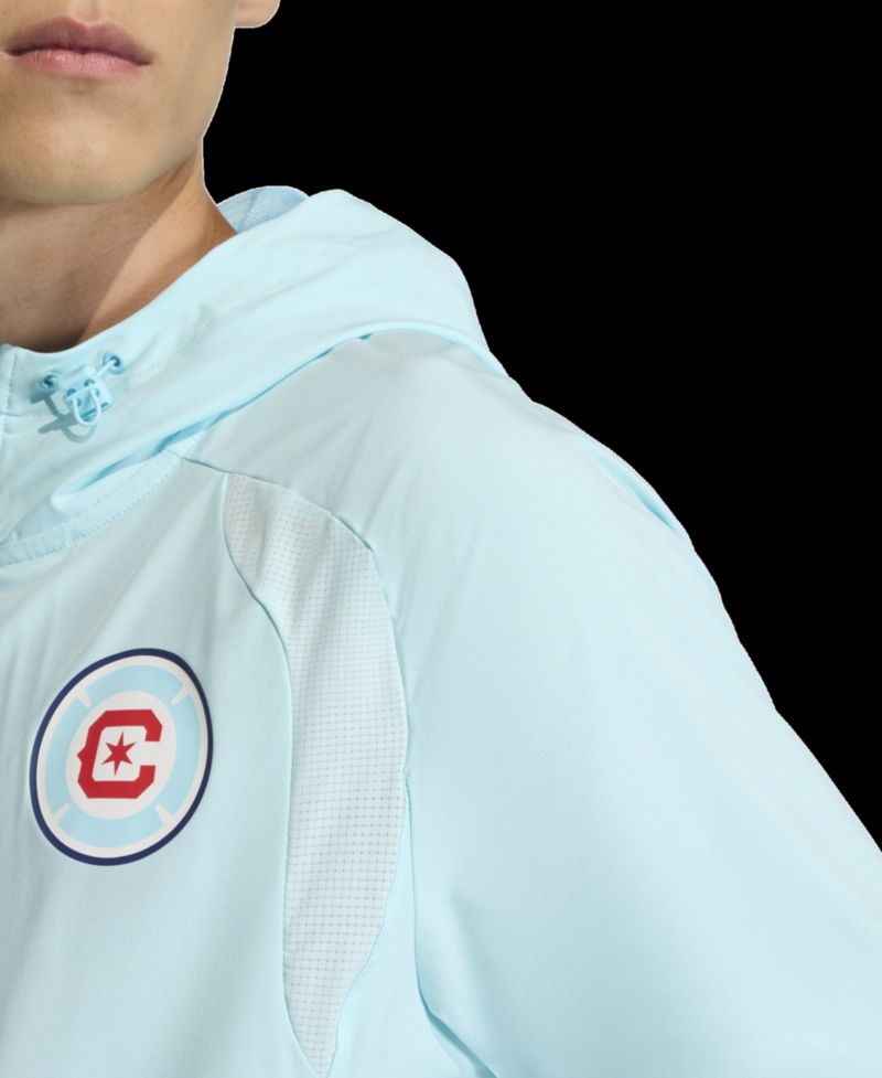 Men's Light Blue Chicago Fire Tiro Travel Full-Zip Hooded Windbreaker Jacket